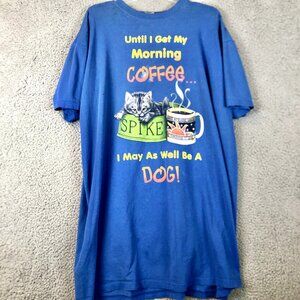 Vintage Creative Apparel Concept T Shirt Size XL Cat with Coffee Humor Sleep top